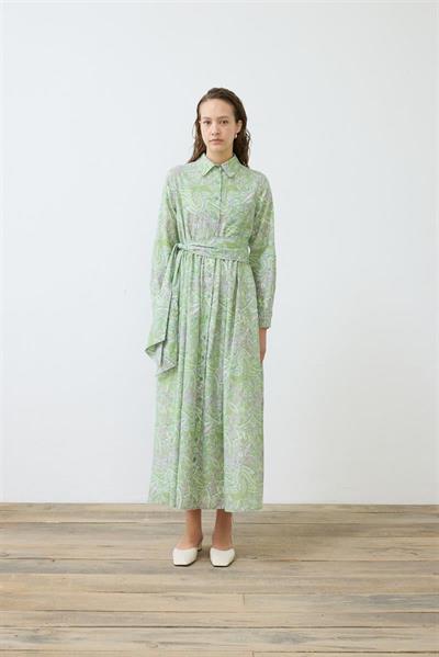 ALINA PAISLEY PATTERN VOILE DRESS GREEN