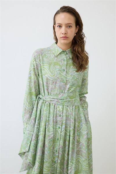 ALINA PAISLEY PATTERN VOILE DRESS GREEN