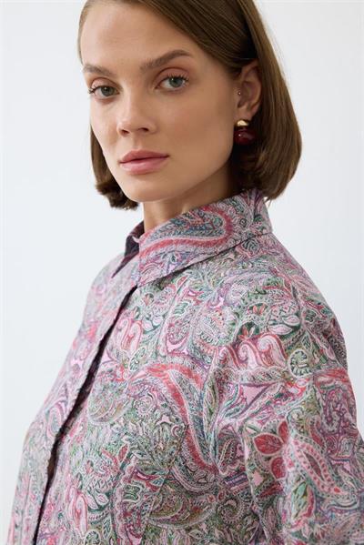 ALINA PAISLEY PATTERN VOILE DRESS PINK