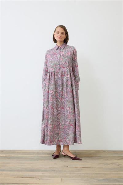 ALINA PAISLEY PATTERN VOILE DRESS PINK