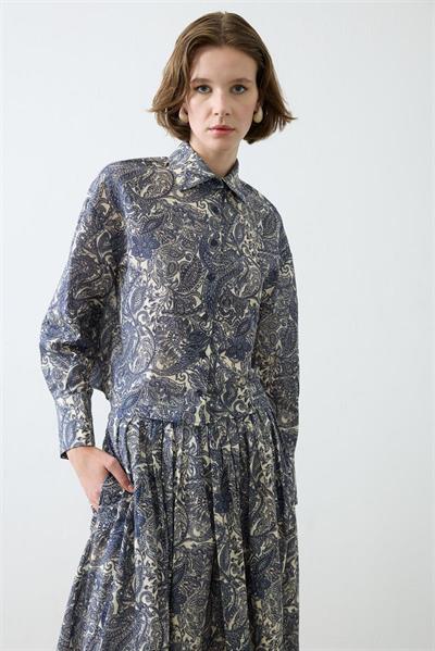ALINA PAISLEY PATTERN VOILE SKIRT SET BLUE