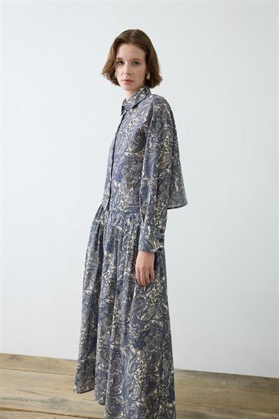 ALINA PAISLEY PATTERN VOILE SKIRT SET BLUE