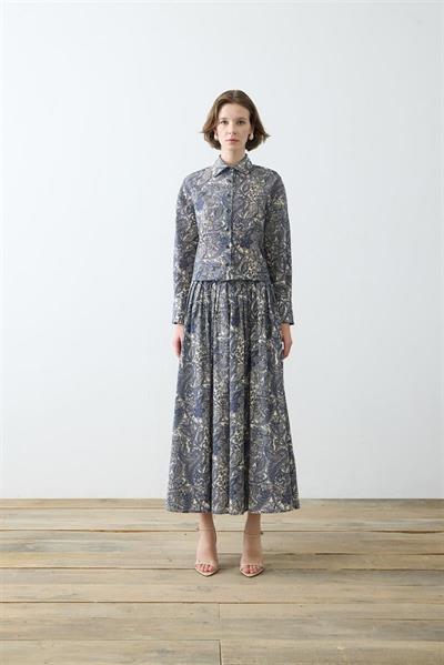 ALINA PAISLEY PATTERN VOILE SKIRT SET BLUE