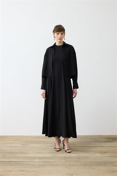 ALIZA CREPE CROPPED SHIRT BLACK