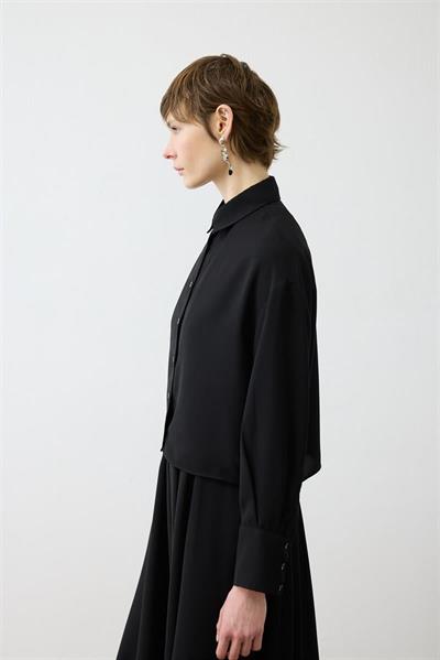 ALIZA CREPE CROPPED SHIRT BLACK