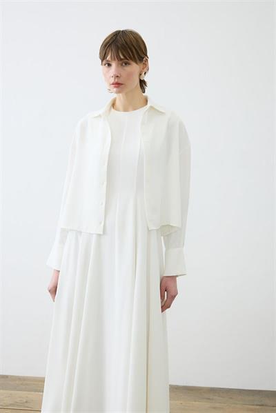 ALIZA CREPE SLEEVELESS FITTED DRESS WHITE