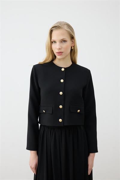 AMIRA CREPE JACKET & CHIFFON SKIRT SET BLACK