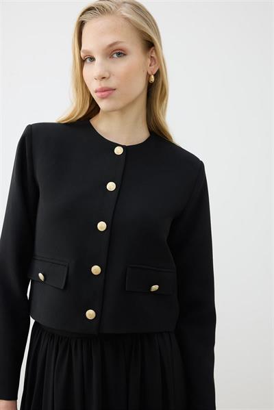 AMIRA CREPE JACKET & CHIFFON SKIRT SET BLACK