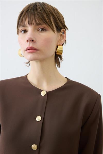 AMIRA CREPE JACKET & CHIFFON SKIRT SET BROWN