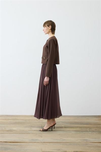 AMIRA CREPE JACKET & CHIFFON SKIRT SET BROWN