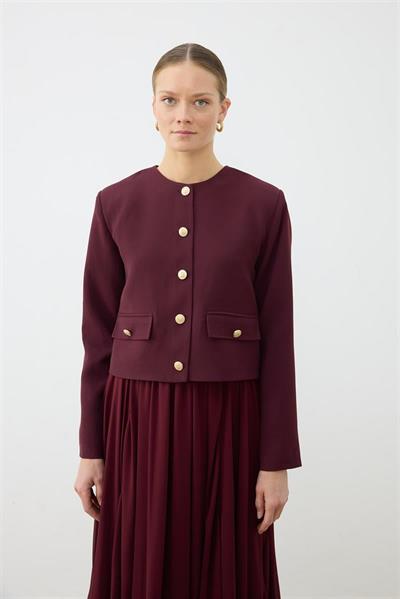 AMIRA CREPE JACKET & CHIFFON SKIRT SET BURGUNDY