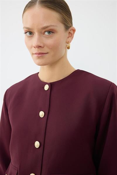 AMIRA CREPE JACKET & CHIFFON SKIRT SET BURGUNDY