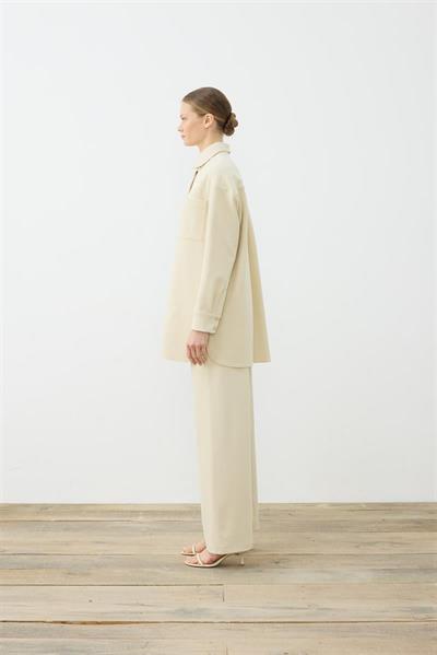 AYSA KNITTED SHIRT SET BEIGE