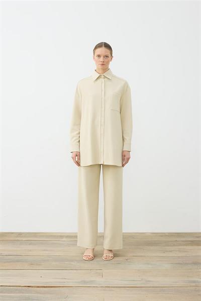 AYSA KNITTED SHIRT SET BEIGE