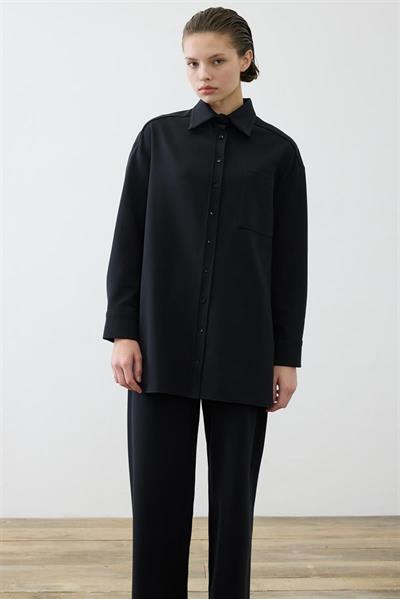 AYSA KNITTED SHIRT SET BLACK