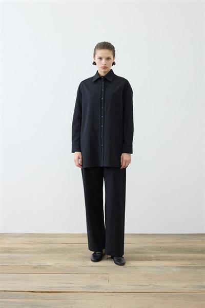 AYSA KNITTED SHIRT SET BLACK