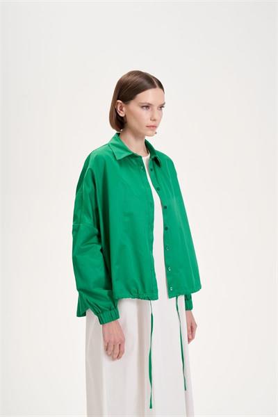 BACK GATHERED COTTON SHIRT BENETTON GREEN