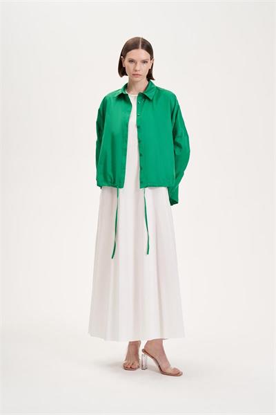 BACK GATHERED COTTON SHIRT BENETTON GREEN