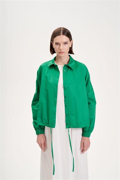 BACK GATHERED COTTON SHIRT BENETTON GREEN