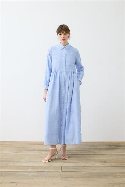BELLA EMBROIDERED DRESS WITH APPLIQUÉ DETAILS BABY BLUE