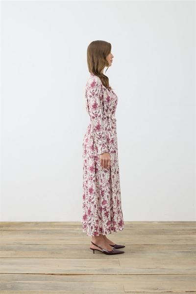 BLANC PATTERNED RAYON VISCOSE SHIRT DRESS BURGUNDY