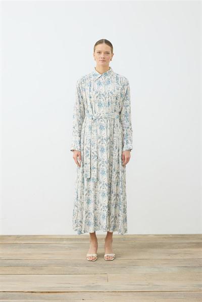 BLANC PATTERNED RAYON VISCOSE SHIRT DRESS BABY BLUE