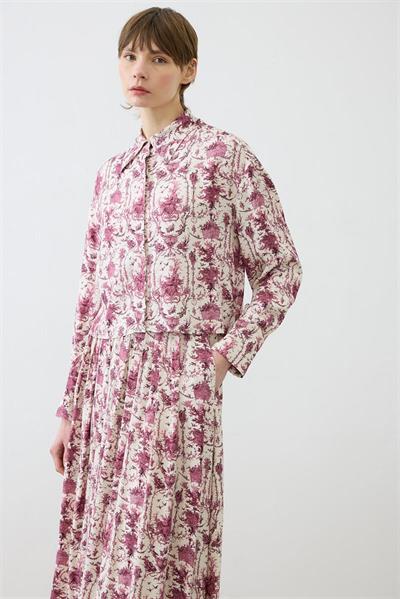 BLANC PATTERNED RAYON VISCOSE SKIRT SET BURGUNDY