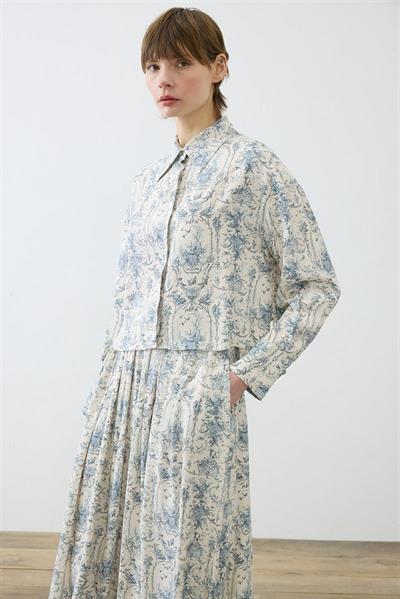 BLANC PATTERNED RAYON VISCOSE SKIRT SET BABY BLUE