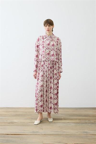 BLANC PATTERNED RAYON VISCOSE SKIRT SET BURGUNDY