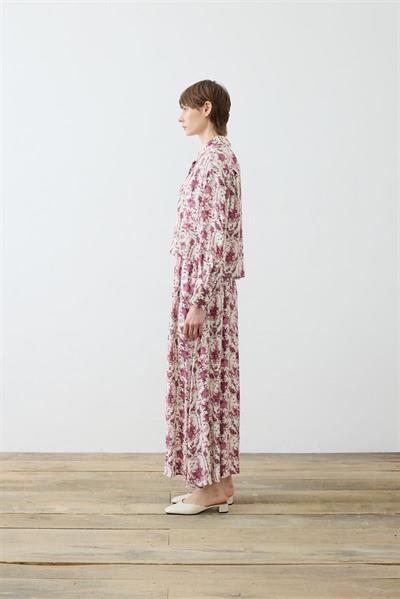 BLANC PATTERNED RAYON VISCOSE SKIRT SET BURGUNDY