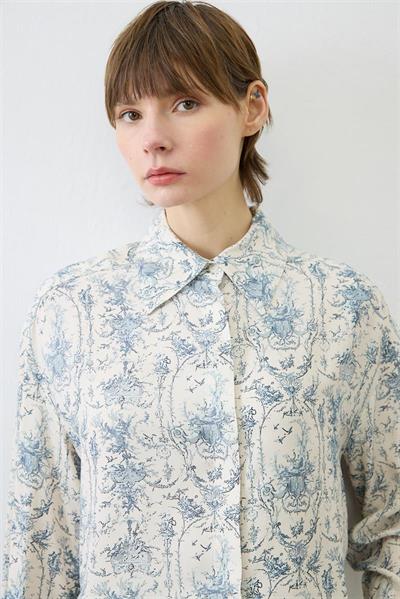 BLANC PATTERNED RAYON VISCOSE SKIRT SET BABY BLUE