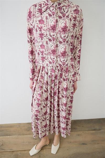 BLANC PATTERNED RAYON VISCOSE SKIRT SET BURGUNDY