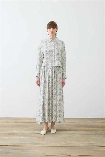 BLANC PATTERNED RAYON VISCOSE SKIRT SET BABY BLUE