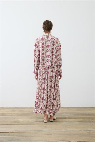 BLANC PATTERNED RAYON VISCOSE SKIRT SET BURGUNDY