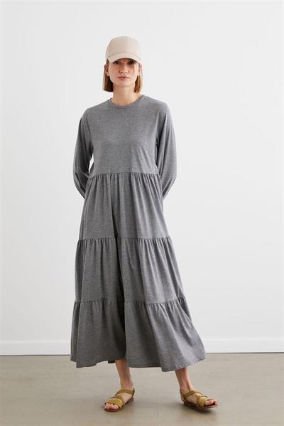CAMILA JERSEY LAYERED DRESS GREY MELANGE