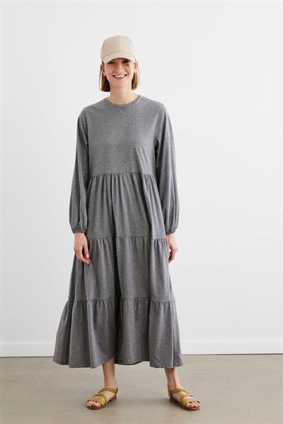 CAMILA JERSEY LAYERED DRESS GREY MELANGE