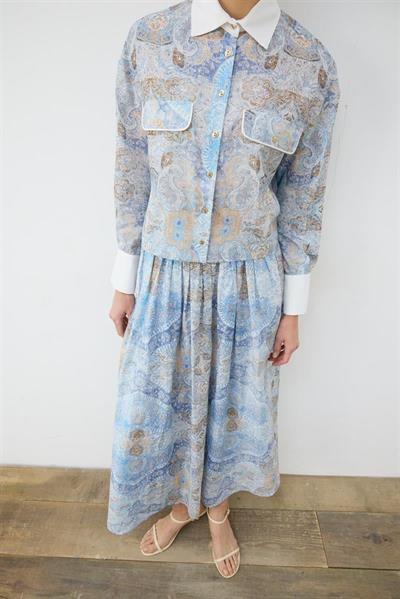 CELINE PATTERNED VOILE SKIRT SET BABY BLUE