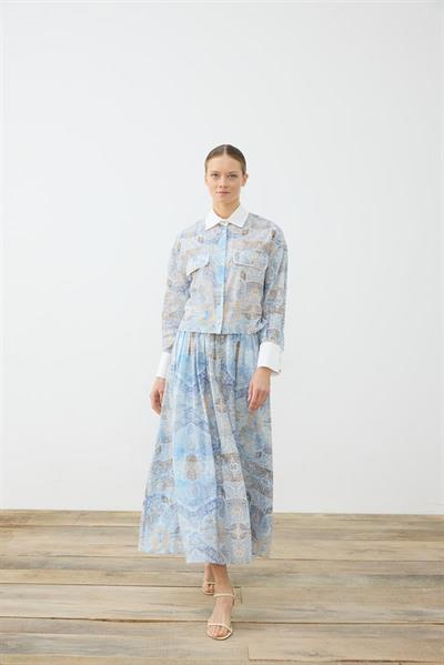 CELINE PATTERNED VOILE SKIRT SET BABY BLUE