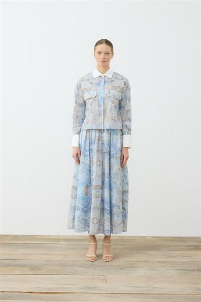 CELINE PATTERNED VOILE SKIRT SET BABY BLUE