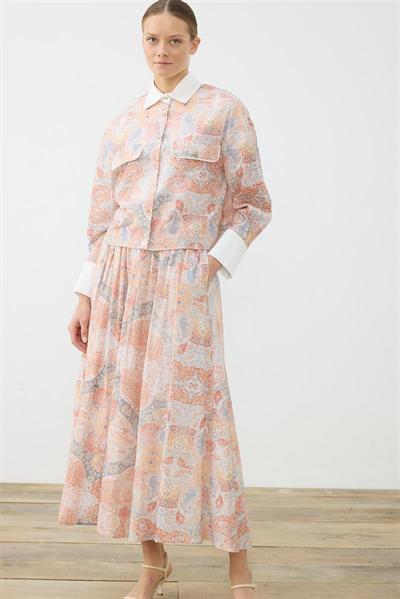 CELINE PATTERNED VOILE SKIRT SET POWDER PINK