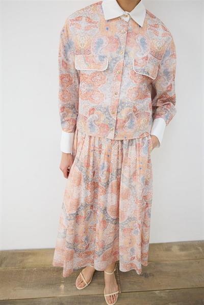 CELINE PATTERNED VOILE SKIRT SET POWDER PINK