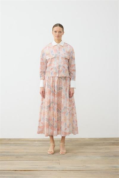 CELINE PATTERNED VOILE SKIRT SET POWDER PINK