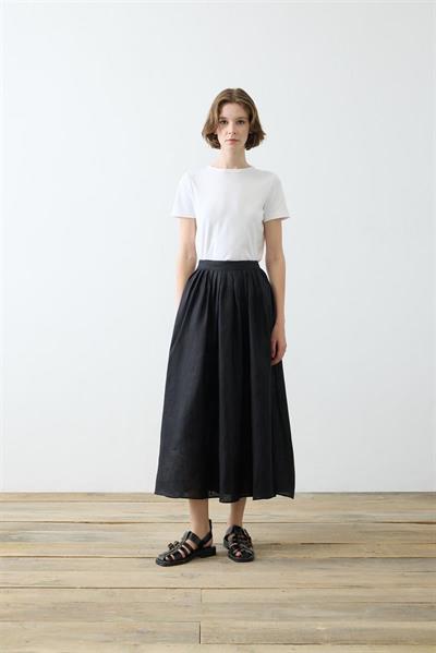 CLARA 100% LINEN SKIRT SET BLACK