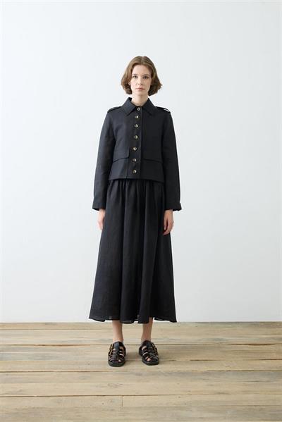 CLARA 100% LINEN SKIRT SET BLACK