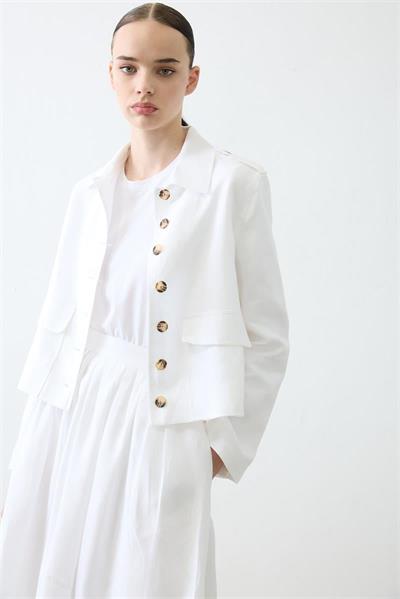 CLARA 100% LINEN SKIRT SET WHITE