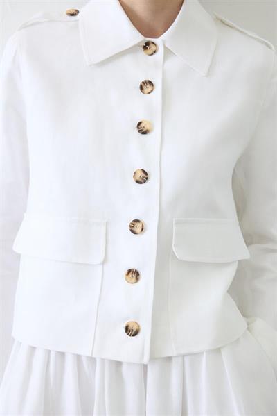 CLARA 100% LINEN SKIRT SET WHITE