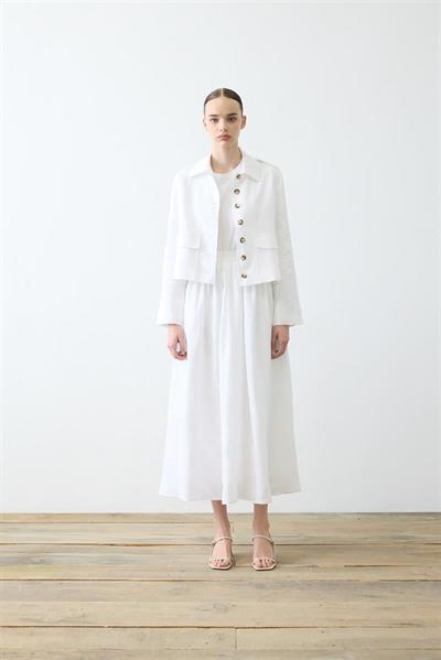 CLARA 100% LINEN SKIRT SET WHITE