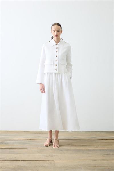 CLARA 100% LINEN SKIRT SET WHITE
