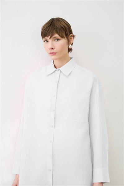 COLOR 100% LINEN SHIRT WHITE