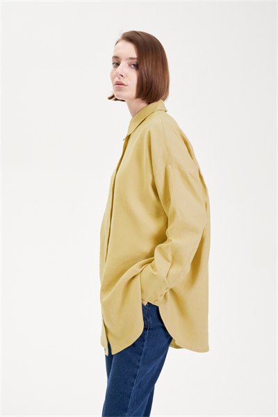 COLOR 100% LINEN SHIRT YELLOW